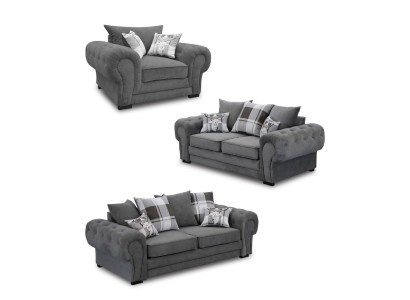 Sofagarnitur 3+2+1 Chesterfield-Möbel Wohnzimmer Textil im italienischen Stil