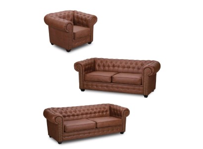 Sofagarnitur Chesterfield 3+2+1 Wohnzimmer Möbel Couch Garnitur Stoff Textil