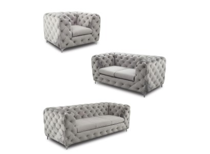 Изумительный стильный серый диванный гарнитур честерфилд