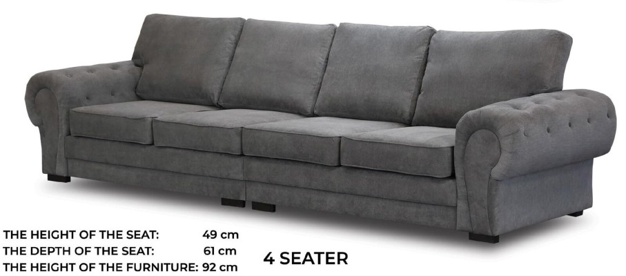 Viersitzer klassisches Sofa Möbelpolsterung in grau Bequemes Couch Stoff