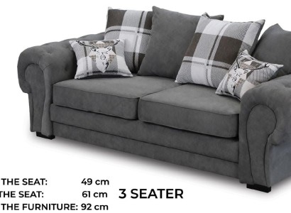 Dreisitzer Couch Polster Möbel Samt Couch Stoff Sofa 224cm Couchen