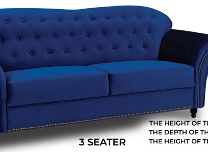 Dreisitzer Couch Textil Blaue Sofa Polster Möbel Einrichtung Sofas Couchen