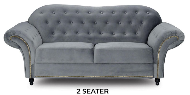 Chesterfield Sofa Stoff Grau Sofas Wohnzimmer Couch Sitzpolster Möbel