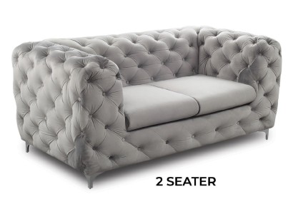 Дизайнерский серый стильный 2-х местный диван честерфилд