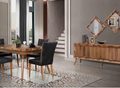 Esszimmer Set Esstisch 4 Stühle Anrichte Tische Holz Design Gruppe Garnitur 6tlg