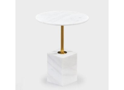 Приставной стильный мраморный столик с круглой столешницей