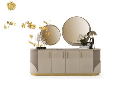 Дизайнерский современный комплект из комода и двух зеркал