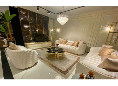 Красивый светлый диванный гарнитур 3+3+1 для гостиной комнаты