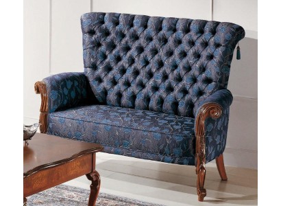 Великолепный синий 2-х местный диван в стиле честерфилд