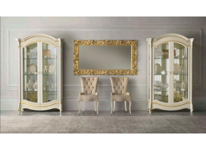 Классический бело-золотой витринный шкаф для гостиной комнаты