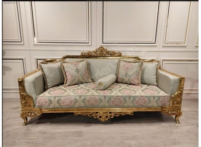 Klassischer Dreisitzer Couch Barock Beige 3er Sofa Couchen Möbel Sofas