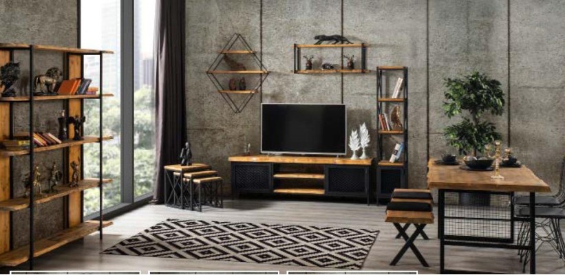 Esszimmer Garnitur Esstisch Regal Schrank rtv Wohnzimmer Set 5tlg.