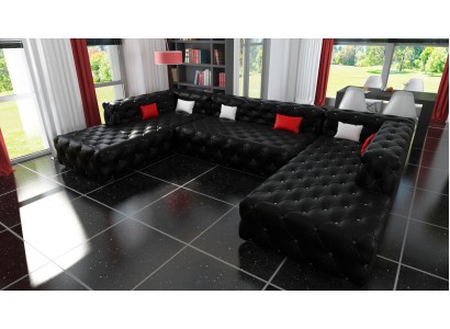 Роскошный угловой мягкий диван в стиле Честферфилд