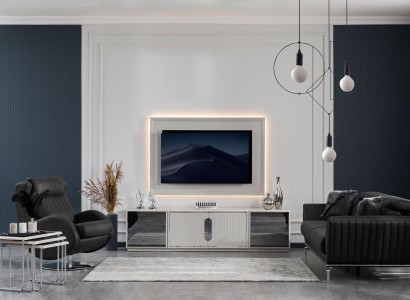 Wohnzimmer Set Sofagarnitur 31 Sitz TV-Ständer Fernsehwand Luxus 4tlg