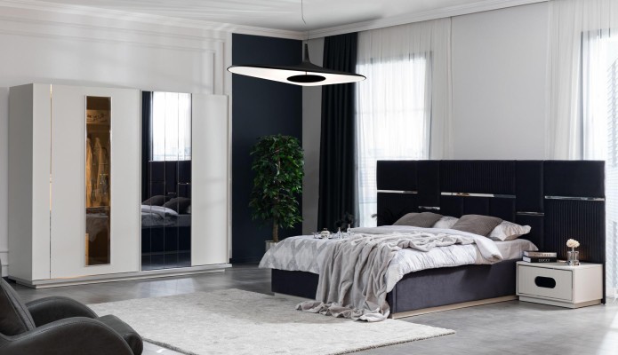 Schlafzimmer Bett 2x Nachttische Kleiderschrank 6tlg Design Möbel Luxus