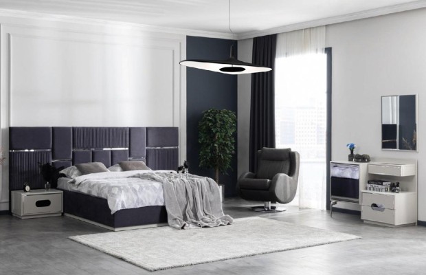 Schlafzimmer Set Bett 2x Nachttisch 5tlg Design Modern Luxus Komplettes