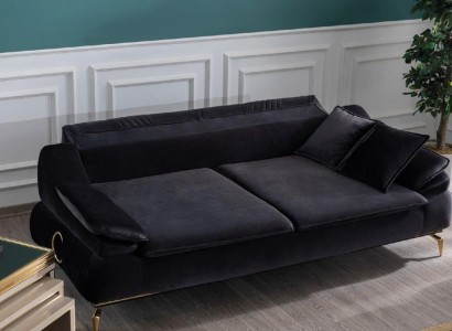 Wohnzimmer Sofa 3 Sitzer Schwarz Design Luxus Polster Möbel Elegantes