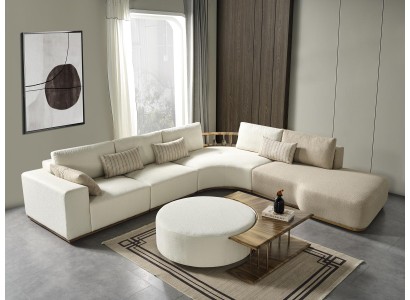 Ecksofa L Form Couchtisch Hocker Wohnlandschaft Wohnzimmer Polster 3tlg