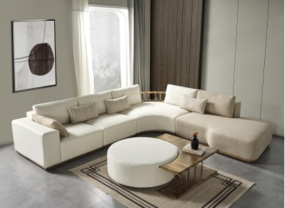 Ecksofa L Form Couchtisch Hocker Wohnlandschaft Wohnzimmer Polster 3tlg