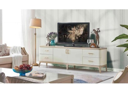 Великолепная тумба для телевизора в белом цвета для гостиной