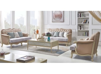 Великолепный комплект диванов 3+2+1 в элегантном розовом цвете