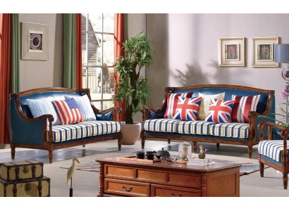 Blue -Brown Sofa set 3+2 Seater Leather Sofas Luxury Couches Living room Suite