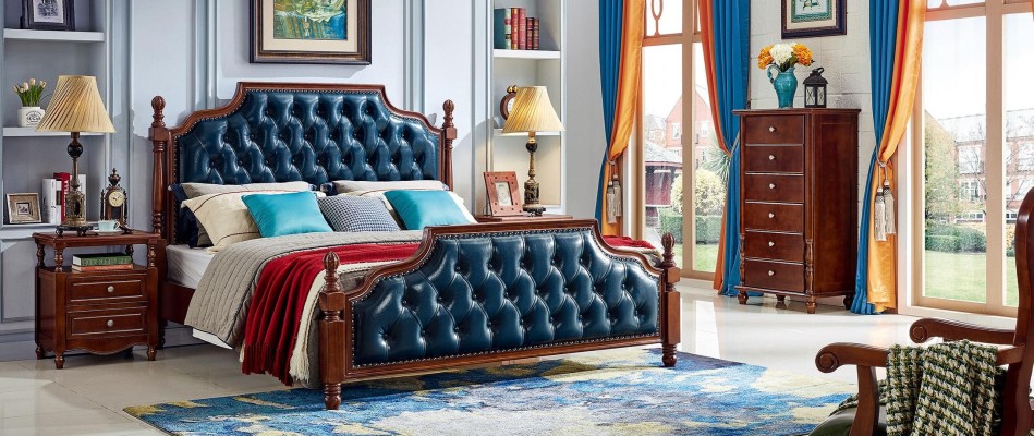 Chesterfield Doppelbett Luxus Schlafzimmer Holz Bett Polster Möbel