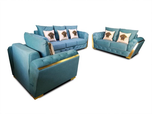 Sofagarnitur Chesterfield Couch Set 3+2+1 Möbel Stoff Sofa Couchen 3tlg.