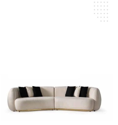 Овальный большой диван белого цвета