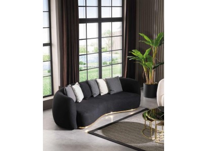 Трехместный черный диван оригинальной формы