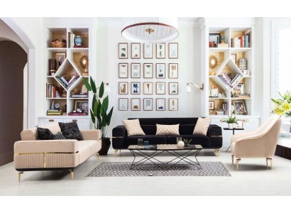 Полноценный комплект диванов  3+3+1 для гостиной в современном дизайне
