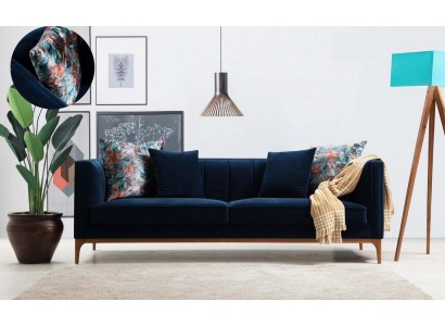 Величественный трехместный диван в синем цвете
