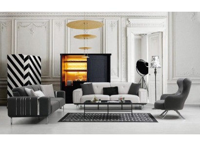 Роскошный комплект диванов 3+3+1 в серых тонах