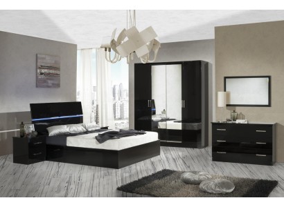 Большой современный спальный гарнитур в черном цвете из высококачественных материалов