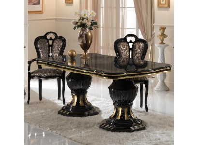 Шикарный обеденный стол в черном цвете из люксовых материалов