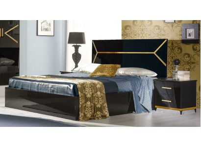 Бесподобная двуспальная кровать современного стиля в черном цвете из натурального дерева