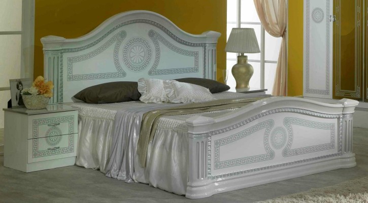 Design Bedroom 3 pcs. Bed 2x Bedside table Classic r Luxury Beds Set Furniture