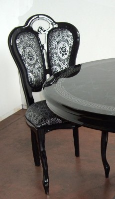 Chair Black Silver Design Living room Dining room Wood Chairs Upholstery Made Italy