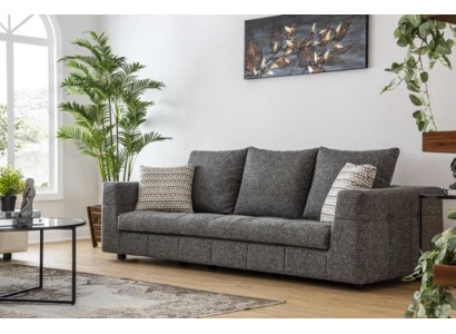 Безупречный стильный серый 4-х местный диван с объемными подушками