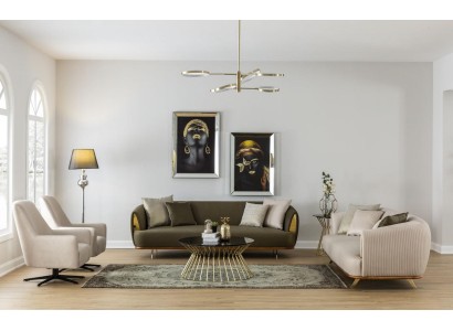 Эстетичный диванный гарнитур для гостиной 3+2+1+1 в современном дизайне