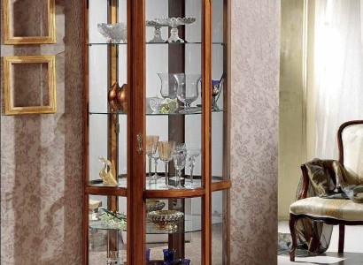 Vitrinen Glas Schrank Braun Vitrine Wohnzimmer Holz Anrichte Luxus Möbel Italien