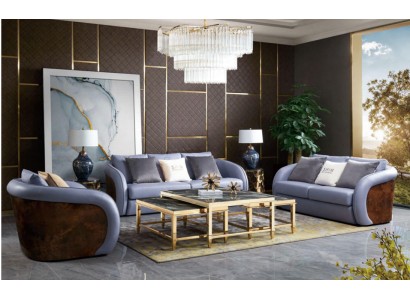 Элегантный комплект кожаных диванов 3+2+1 в современном стиле