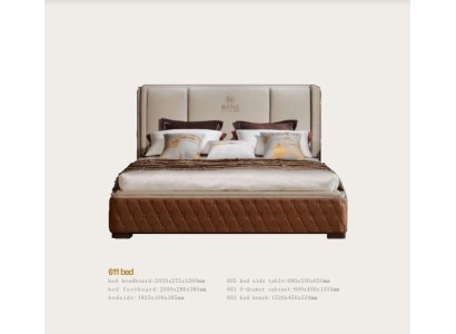 Дизайнерская роскошная двуспальная кровать 180x200 с кожаной обивкой