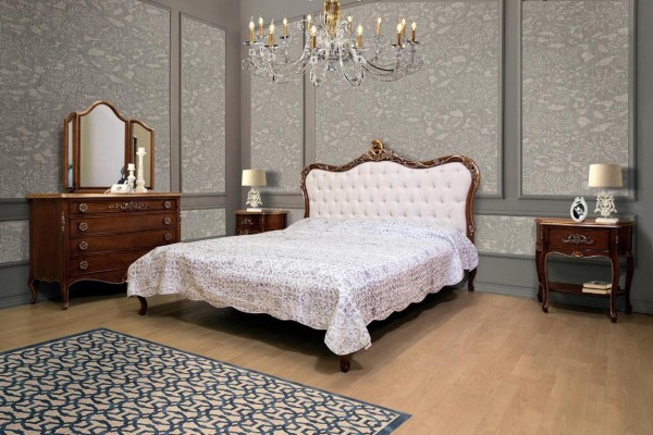 Bedroom Design Classic Luxury Furniture Modern Bed 2x Bedside table 4-piece set