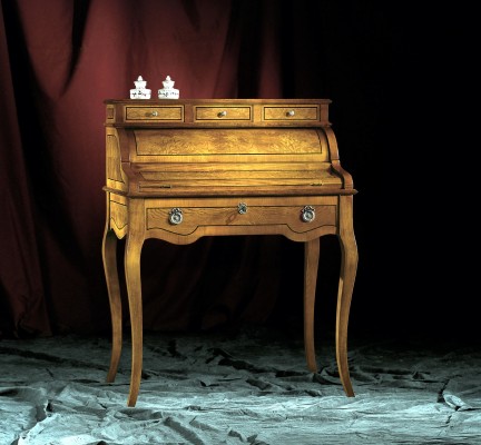 Античный рабочий стол из массива дерева на высоких ножках в стиле барокко