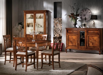 Esszimmer Set Garnitur Stühle 4x Vitrine Gruppe Essgruppe Vitrinen 7tlg. Kommode