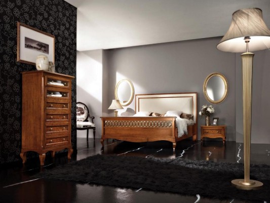 Bedroom Furniture Set Suite Italian Furniture Bedside table Solid Wood 3pcs