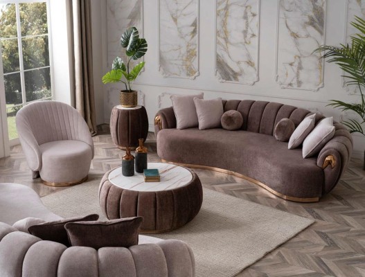 Изысканный европейский 3-х местный полукруглый диван с роскошными элементами 