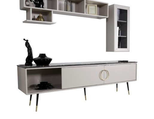 Komplette Essgarnitur 7tlg. Esszimmer Anrichte Set Modern Tisch 4x Stühle rtv