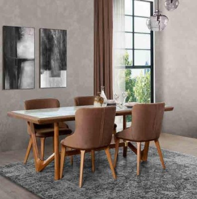 Luxus Set Esszimmer Esstisch Stuhl Tisch Tische Stühle Holz Design 5 tlg Neu